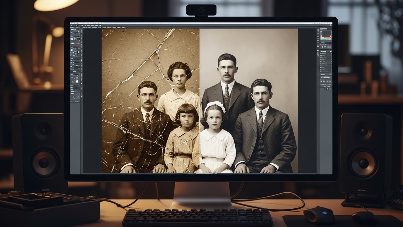 Edit foto profesional untuk foto keluarga agar lebih rapi